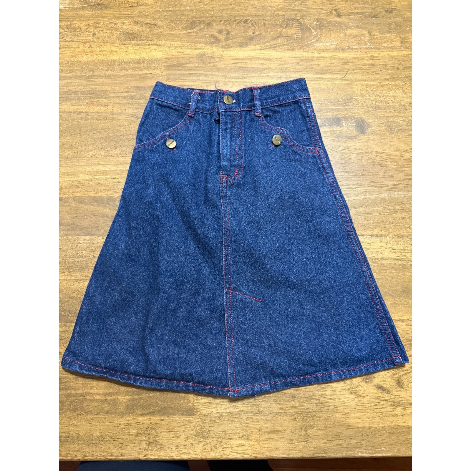 Vintage O'suzana Skirt, Youth Girls Size 7, Blue, Jeans, A-Line, Pockets